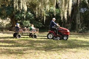 Paw Paw takes the grandkids on a hay ride