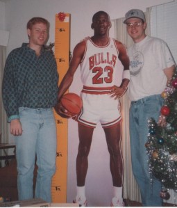 Michael Jordan cardboard stand up with Lee and Lance