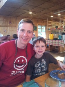Daddy and Harris at the Hike Inn Lance and Harris at the dinner table