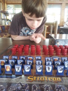 Harris plays Stratego Harris plays Stratego for the first time