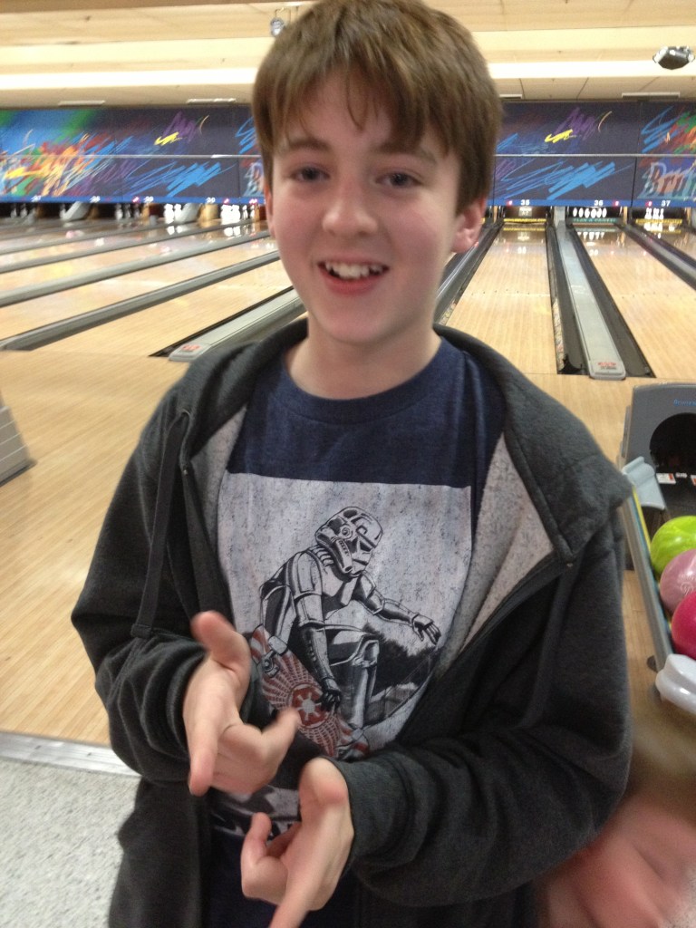 Barron at the bowling alley.