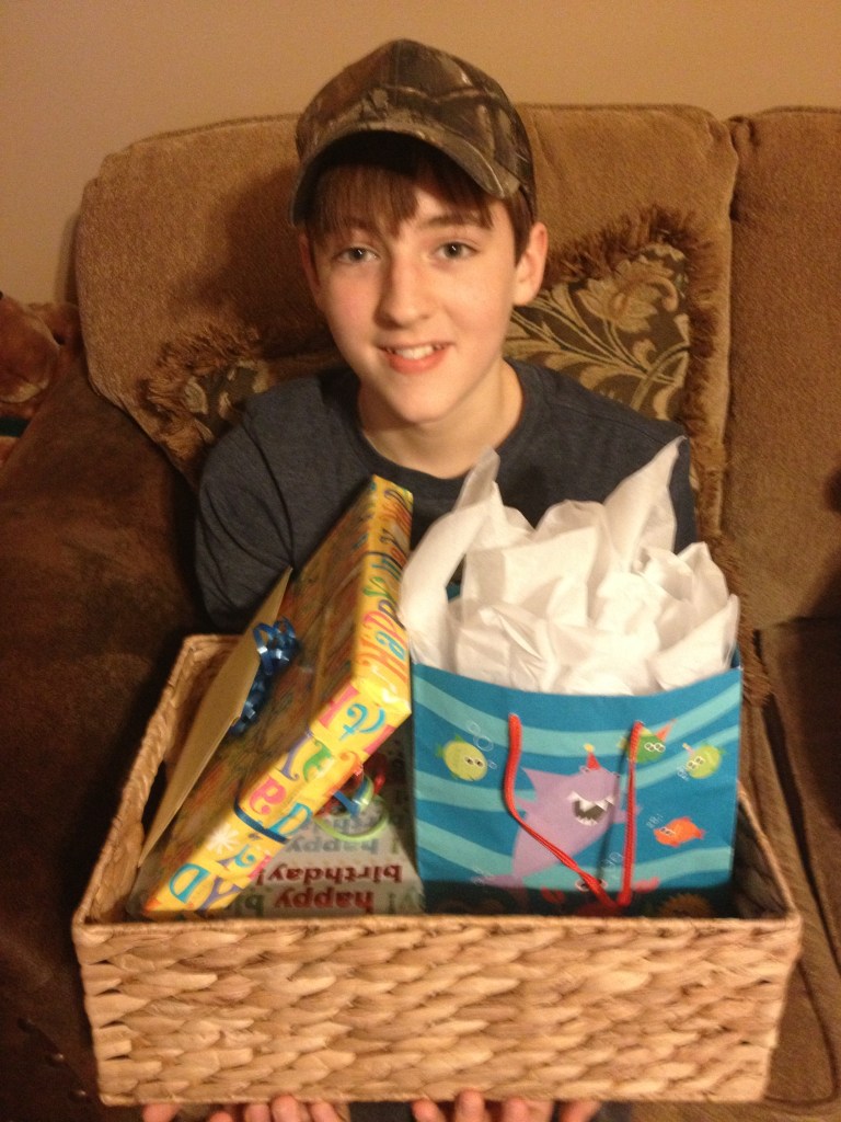 Barron with birthday presents