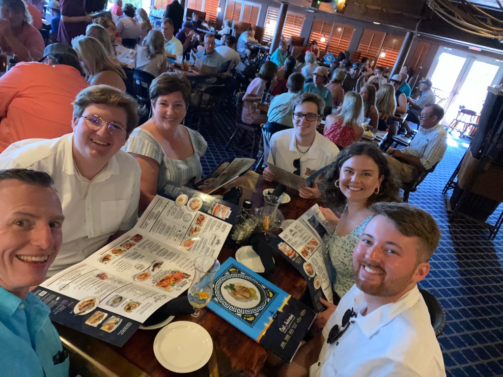 The Wallaces preparing to order at Captain Anderson's restaurant in Panama City, Florida