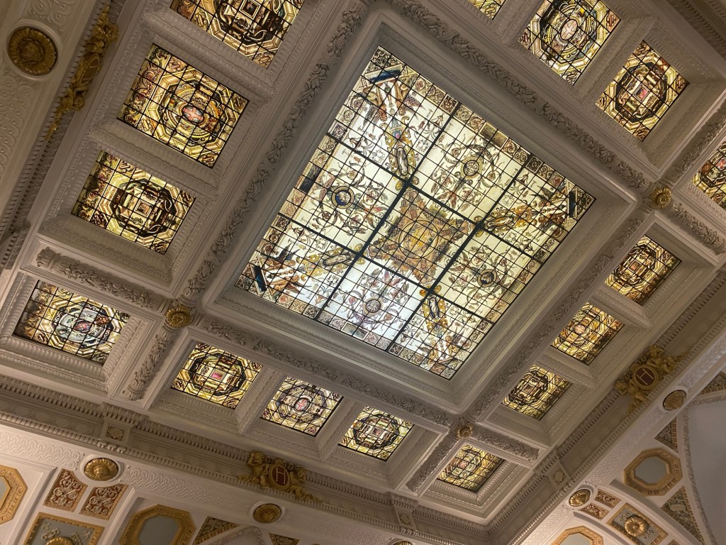stained glass in the ceiling