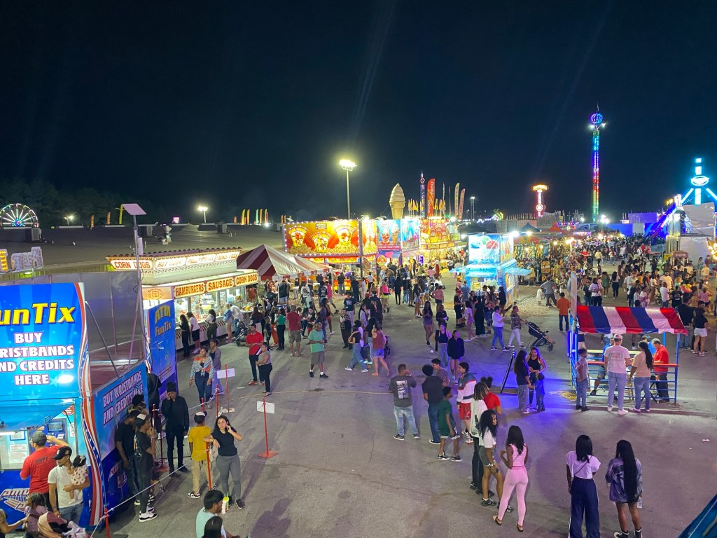 aerial view of the fairground at night