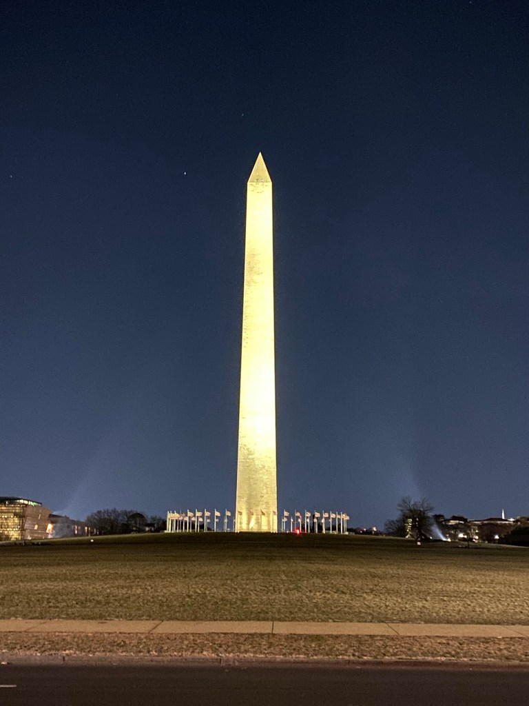 The Washington Monument at night