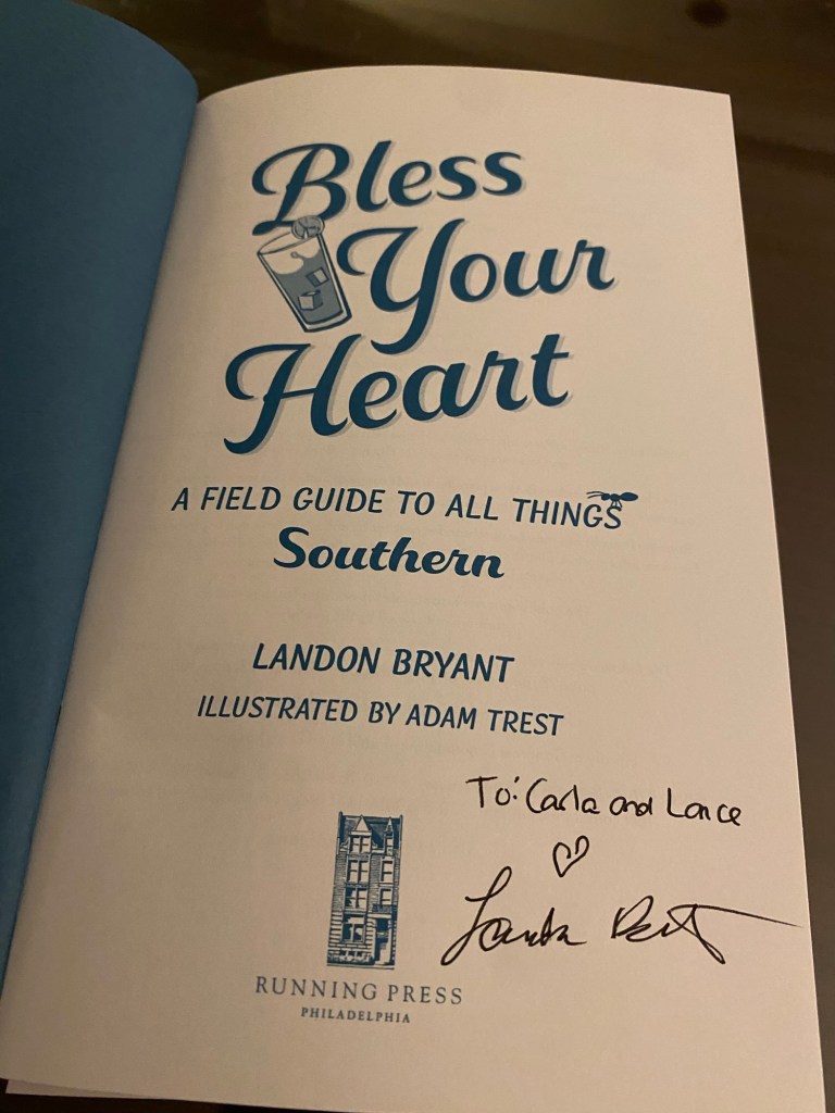 Author autograph inside the "Bless Your Heart" book