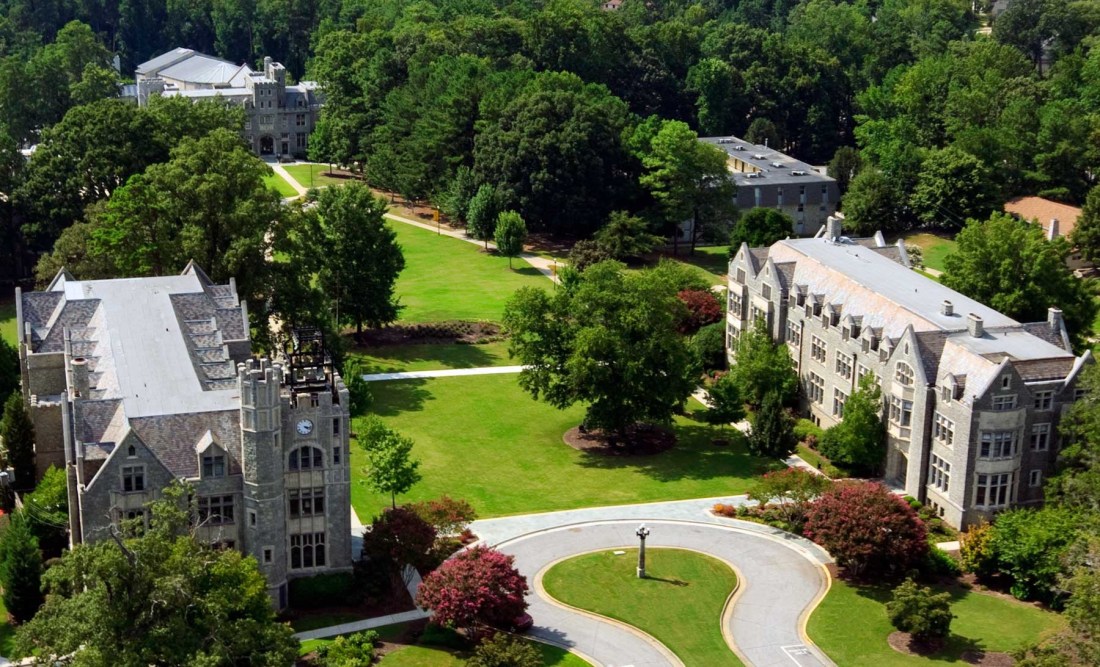 aerial view of Oglethorpe University campus