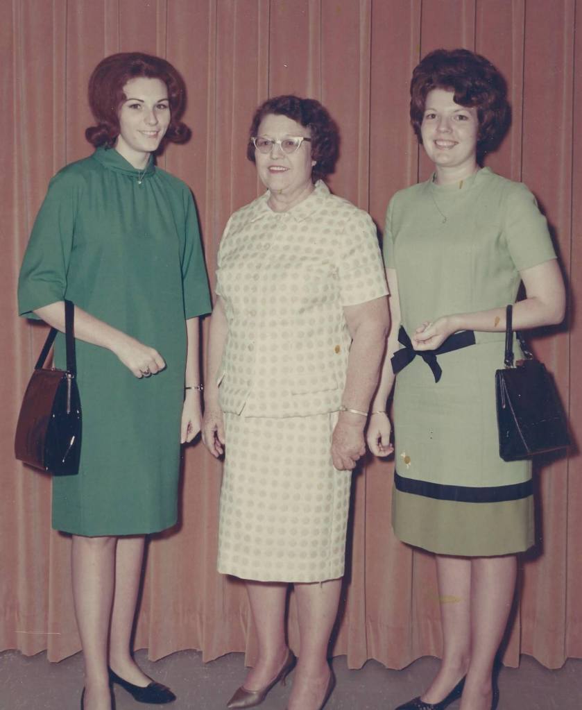 Two young women and their mother in the 1960s.