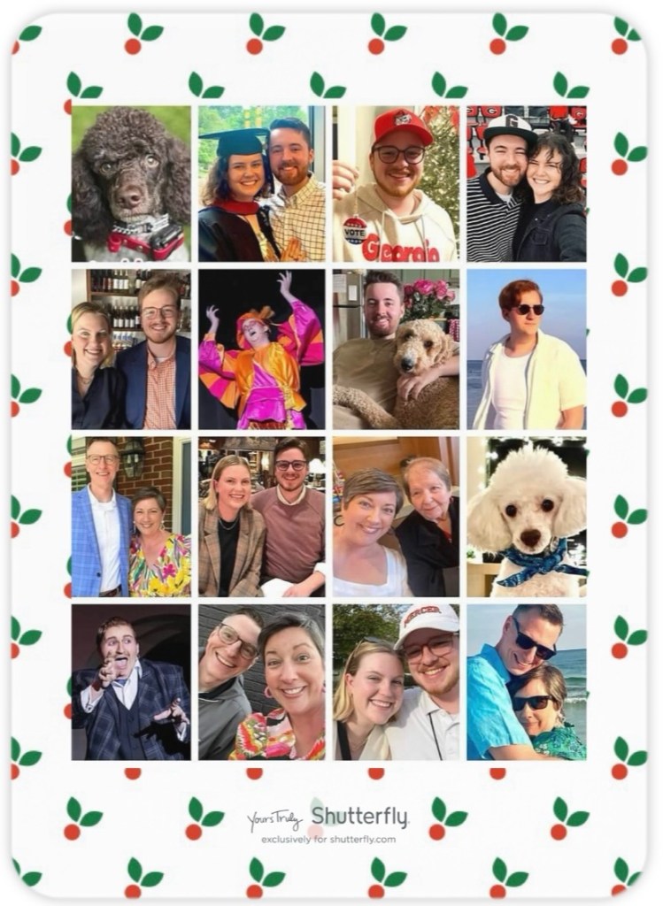 A collage of 16 photos of the Wallaces throughout 2025.