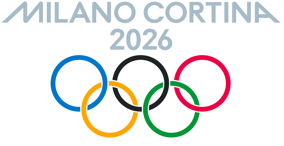 Olympic rings with the words "Milano Cortina 2026" above them.