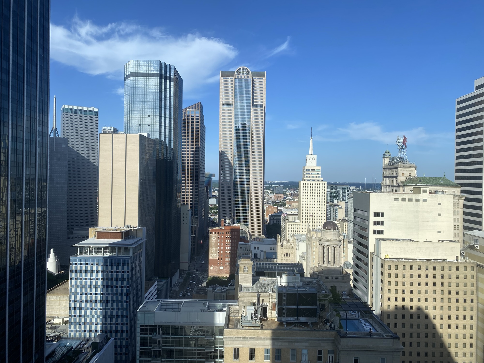 Dallas skyline from the 27th floor of the Westin Dallas - Downtown hotel.
